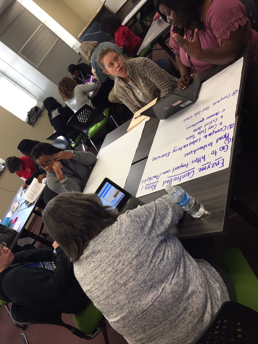 ABuchanan_Sci's tweet photo. @R1SecondaryEd science facilitators looking at labs and talking about how to make cookie cutter labs more inquiry based to facilitate student thinking like a scientist. @RichlandOne #SEPsInAction @starks100 https://t.co/mBkMyZQb23