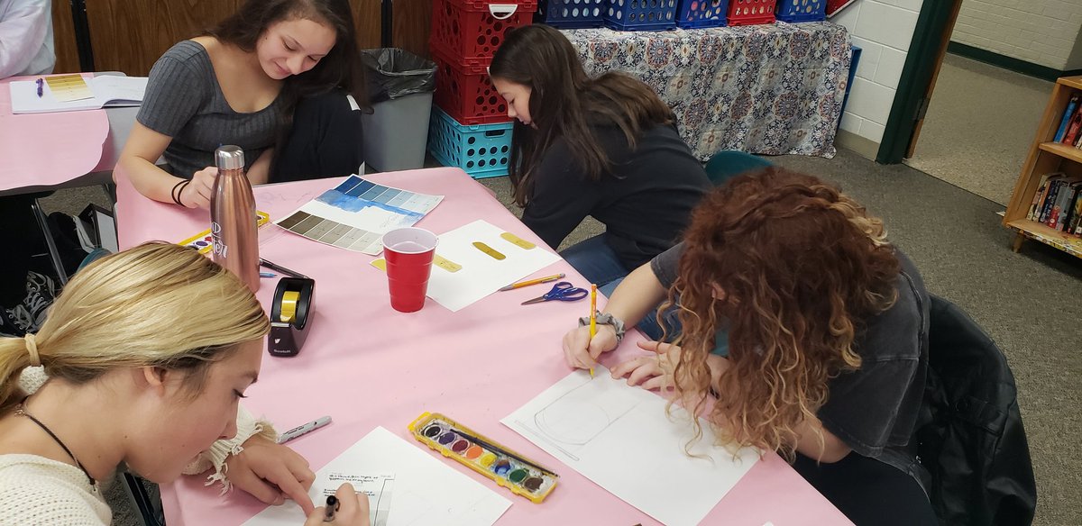 Mrs_Hoppel's tweet image. Ss in my Creative Writing Enrichment used paint chips to inspire poetry and artwork. The challenge was including the names of the paints in their poems! #creativewriting #middleschool #middleschoolwriting #CCW