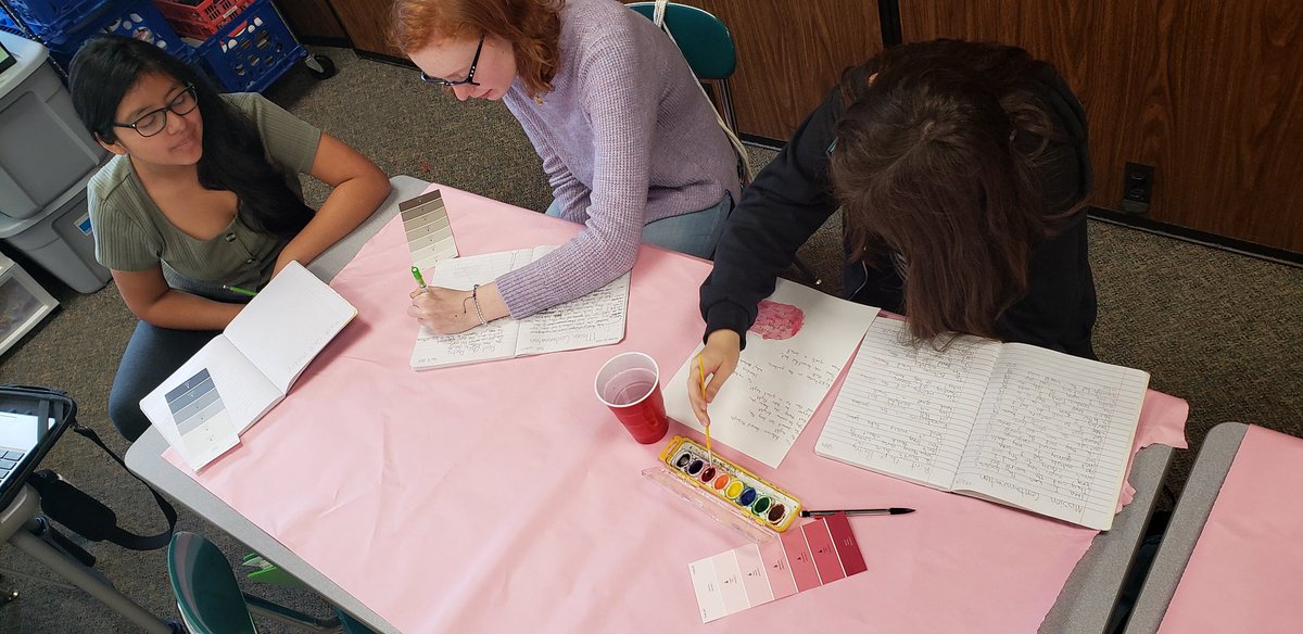 Mrs_Hoppel's tweet image. Ss in my Creative Writing Enrichment used paint chips to inspire poetry and artwork. The challenge was including the names of the paints in their poems! #creativewriting #middleschool #middleschoolwriting #CCW