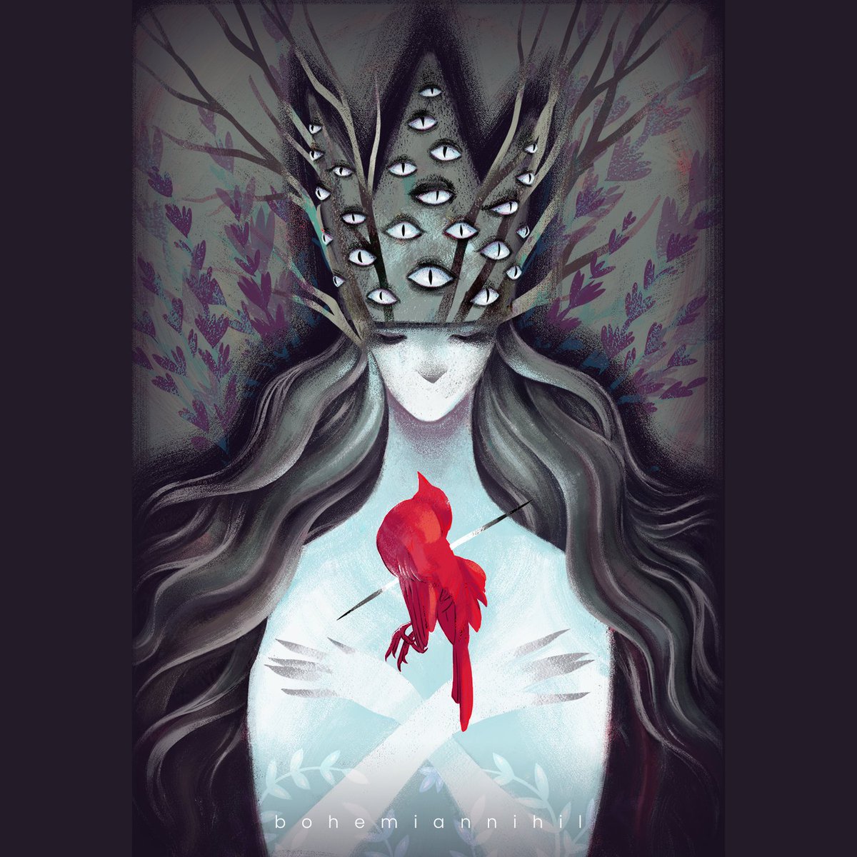 bohemiannihil's tweet photo. Oh my... I would like to develop a new illustration style into my repertoire. #Folktaleweek gives great themes, though I started with the last one ...  #folktaleweek2019 #crown https://t.co/I5xC54ZaI2