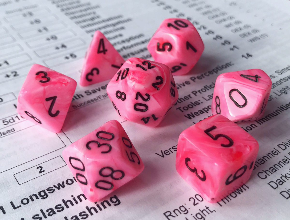 battleaxemage's tweet photo. Chessex vortex snow pink! It’s a decent dupe for Crystal Caste pink ice cream, a popular set that’s longer in production
#dice #d20 #dnd #dnd5e #ttrpg #dungeonsanddragons #dicecollection #polyhedraldice #dnddice #dicenerd #dicenerdsontwitter  #battlecrazedaxemage #chessex #labset https://t.co/CZ9ag0G4Dj