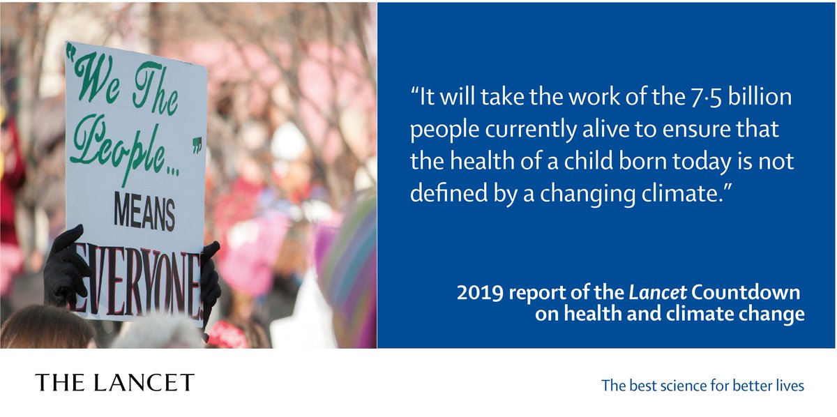 #Climatechange is already damaging health of world’s children & threatens lifelong impact: new @LancetCountdown report sets out consequences of rising temperatures for a child born today should the world follow a business-as-usual pathway #LancetClimate19 hubs.ly/H0lNKRj0