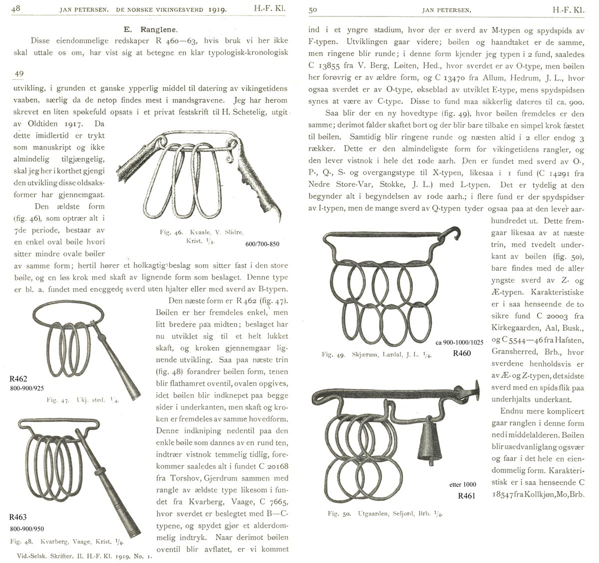 A fascinating aspect of the animal head posts is the rattles they where found with. This is the typology of  #Viking Age rattles by Jan Petersen. These rattles are interlocking iron rings made to jingle like bells upon movement.