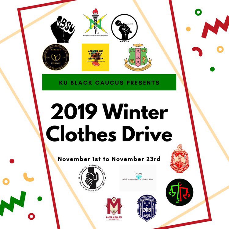❄️ BSU is collecting leggings and tights specifically and the drop box for your donations is located in the @trioatku office. This will go up until next Saturday, the 23rd and donations will go to families in the Lawrence area. ✨ @OmegaThetaZetas what y’all collecting?😄