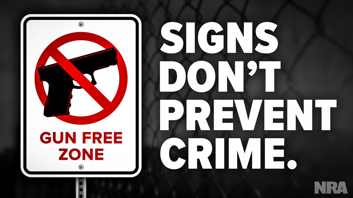 NRA's tweet image. Want proof? A study from the Crime Research Prevention Center shows 89 percent of mass public shootings between 1998 and June 2019 occurred in gun-free zones. More guns, less crime.