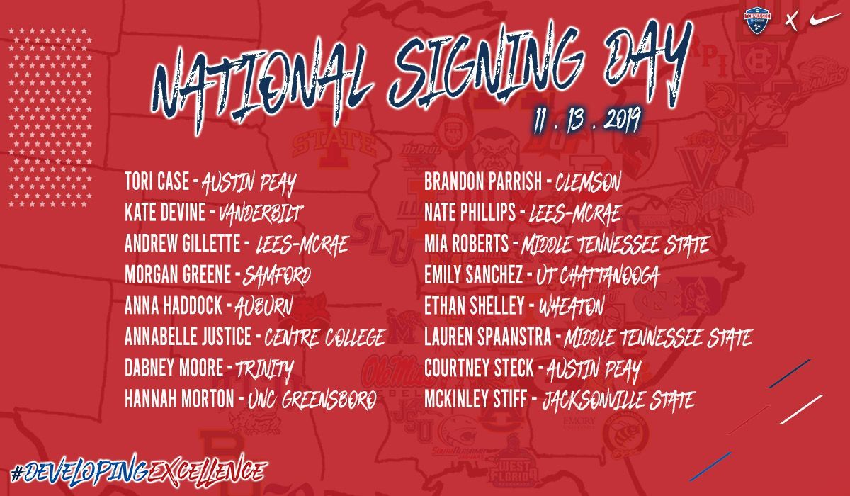 We are so proud of these 1️⃣6️⃣ players who signed their NLI today on #NationalSigningDay 👏 
Can't wait until February signing day to see where all of our senior players are headed to continue their playing careers! 

🔵⚪️🔴⚽️ 
#TSCinCollege #DevelopingExcellence