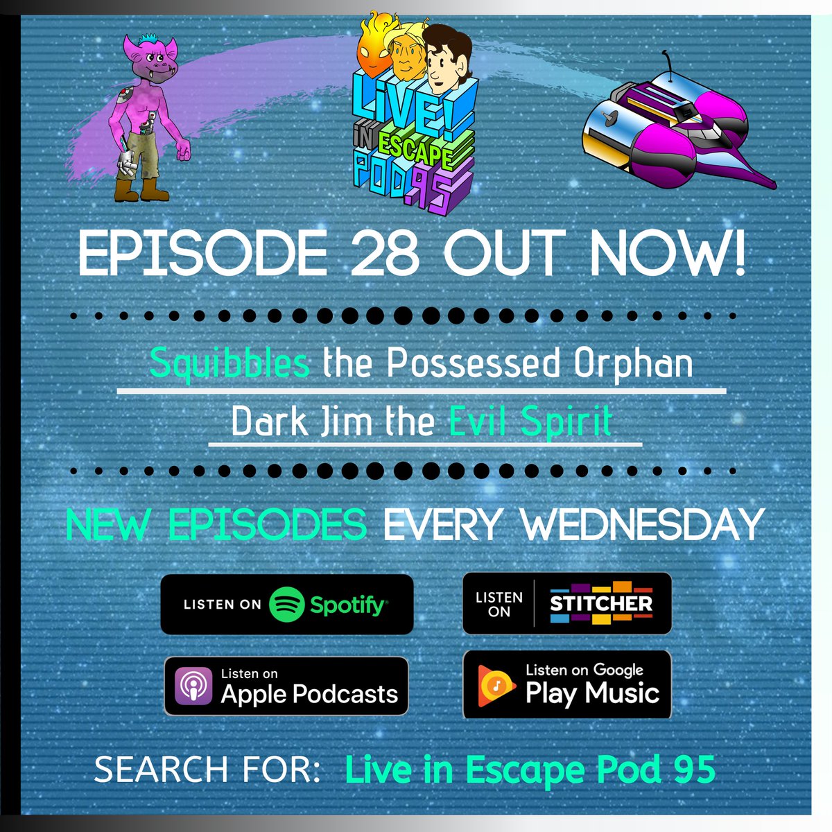 LIEP95's tweet photo. With a slight delay, Episode 28 is out now! We speak with the last child of Squeepz the Engineer that we have yet to interview. We present Squibbles, the Possessed Orphan! Listen for free in the reply! #LIEP95 #FullOnForIt https://t.co/3clUwfpuEL