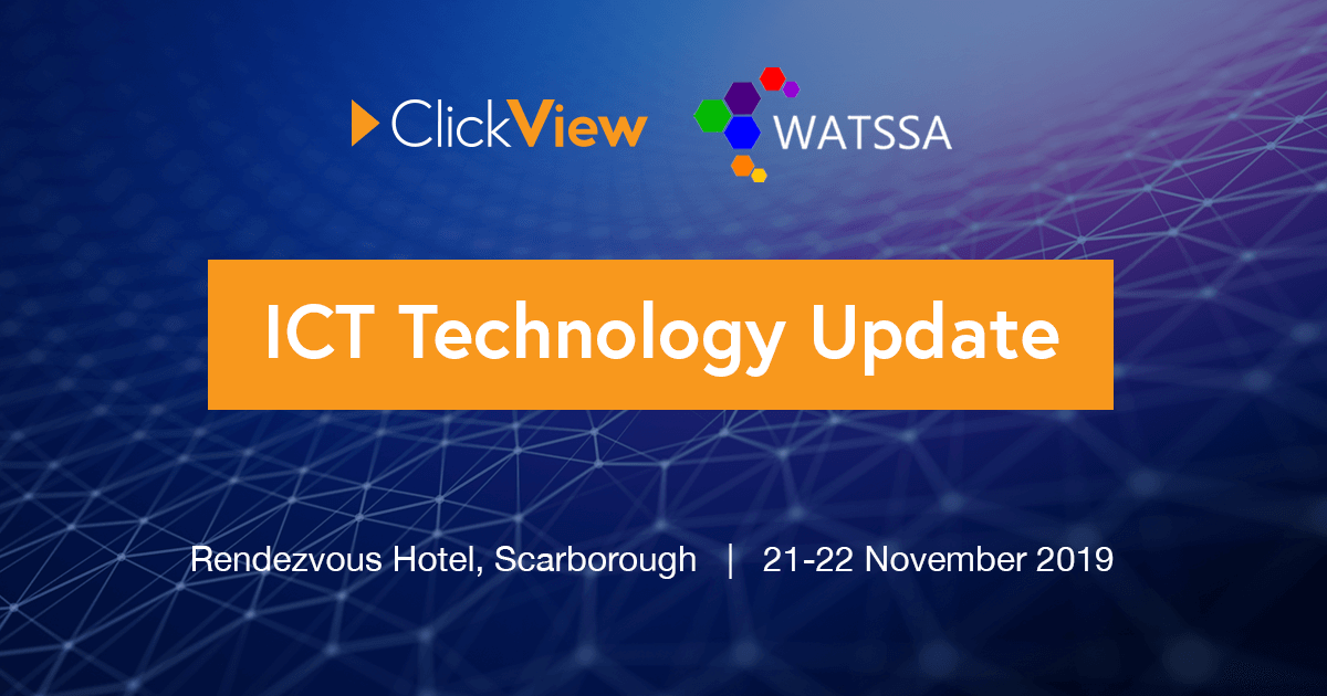 ClickViewAU's tweet photo. Are you coming to WATSSA ICT Technology Update on 21-22 November in Perth? Meet our team to learn how ClickView delivers powerful tech and pedagogical outcomes for the management of educational videos and resources. https://t.co/4qRCfBCRNn