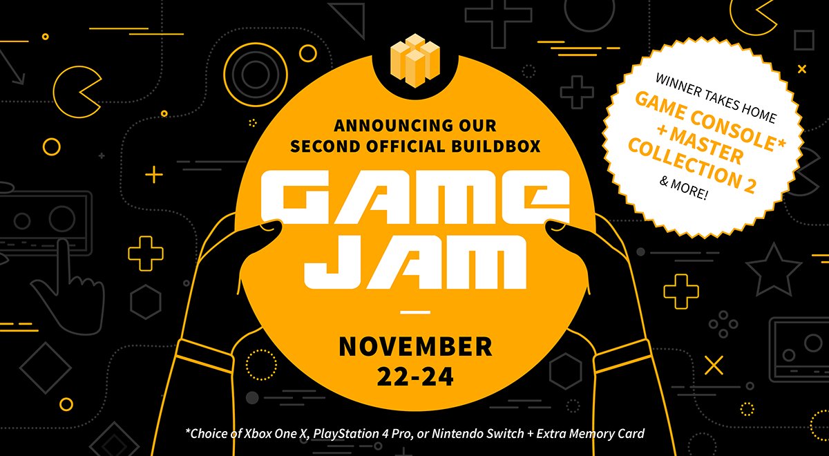 apponboardinc's tweet photo. Enter the official #BuildboxGameJam for a chance to win a Free Xbox One X, Playstation 4 Pro, or Nintendo Switch plus a Buildbox Lifetime Subscription. Sign up to register @itch.io here → https://t.co/ngvnVHyLuv

#AppOnboard #Buildbox #gamejam #nocode #indiedev #contest https://t.co/O1h2yO6Ahm