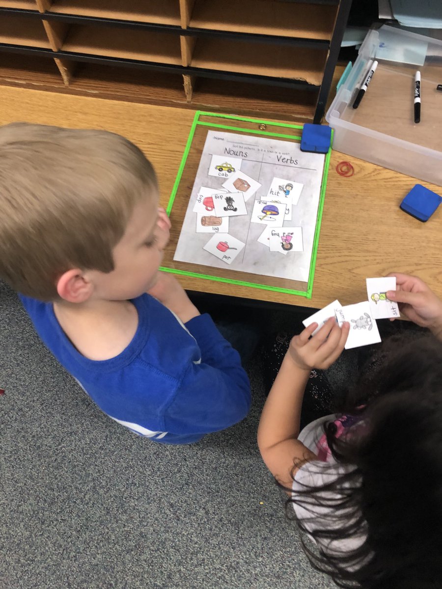 KendallMacek's tweet photo. In math, we continued to add 3 numbers by making 10. 🤯 During ELA, students worked on sorting nouns and verbs and continued to work on their little books that they have been writing. They can’t wait to share! #futuready204 https://t.co/XhqBdLIemo