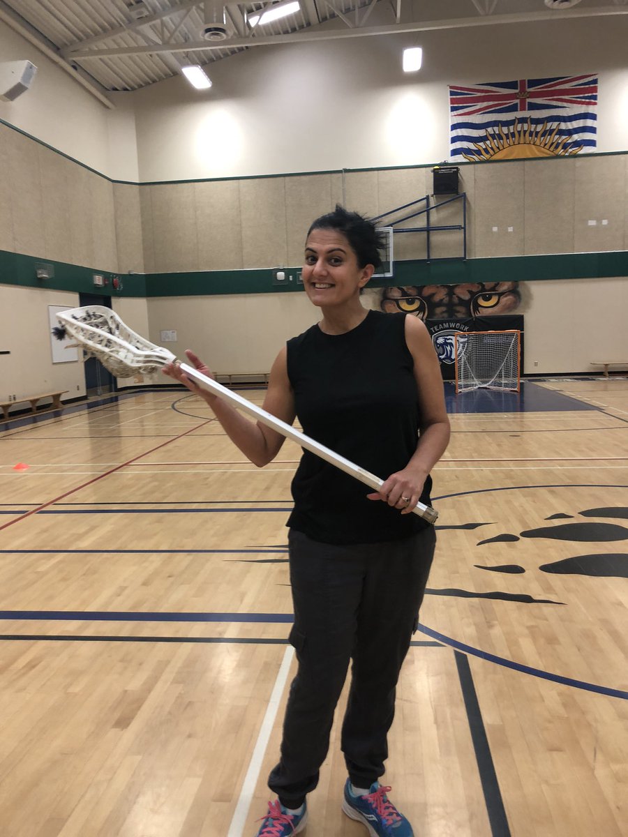 sydney_ned's tweet photo. Always fun when staff participate in activities with students! Lacrosse today at @clayburnmiddle with Coach Adam from ISPARC (Indigenous Sport, Physical Activity & Recreation Council) I had the pleasure of sharing my uncle’s traditional lacrosse stick. #IndigenizingEducation https://t.co/iggORETMh6