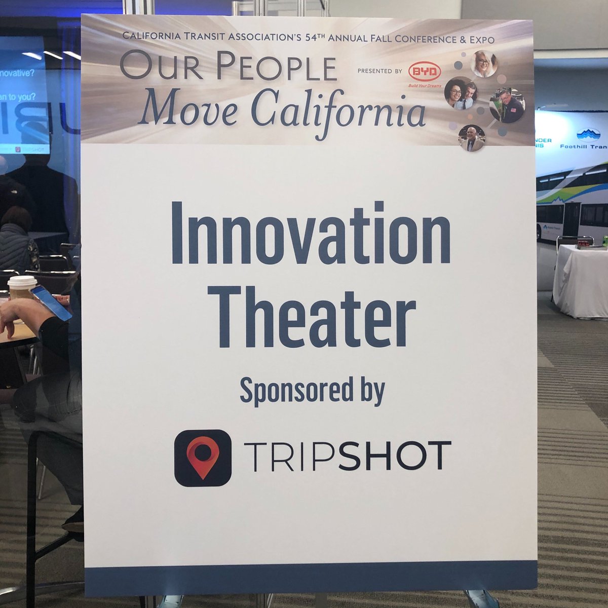 TripshotInc's tweet photo. Hey Monterey, we’re so thrilled to be here and sponsor the Innovation Theater for #Caltransit54! Big thanks to our own @BarbaraMinksMey for emceeing today 🙌 #PublicTransit #KeepCAMoving @CalTransit https://t.co/pEusPGRpEv