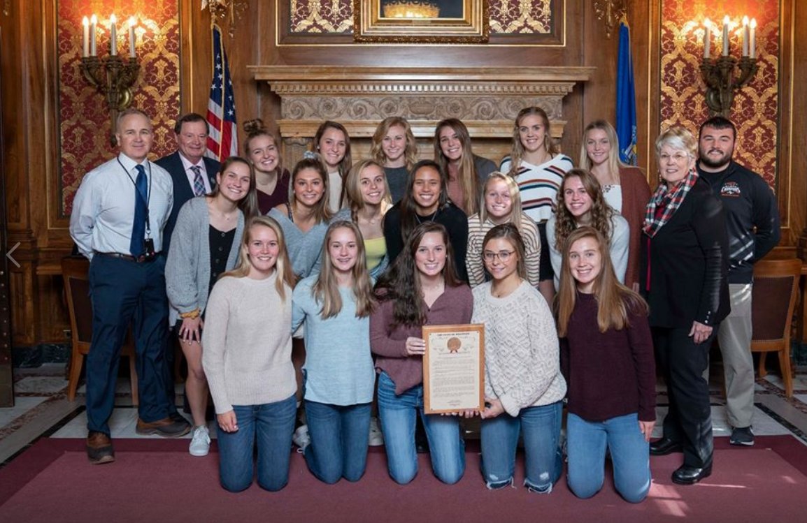 OregonPanthers's tweet photo. Yesterday at the Capitol, the OHS Girls Soccer program was honored by the WI State Assembly for their continued excellence. @RepDonVruwink authored Joint Resolution 76 to recognize the team for its 5 straight trips to state as well as winning the 2019 title, going undefeated. https://t.co/gmoXkOxXpN