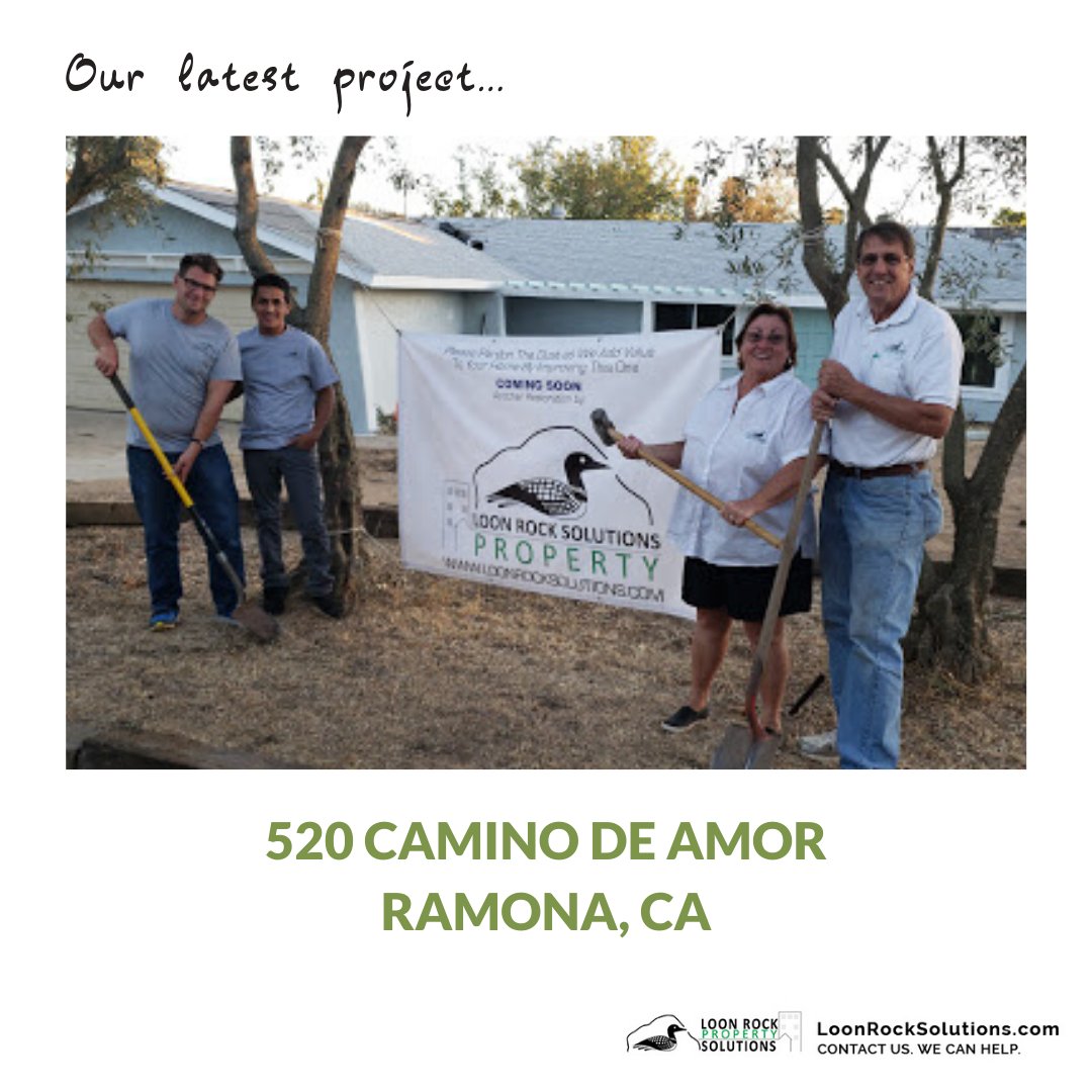 LoonRockSolve's tweet photo. This is our latest project, 520 Camino De Amor in #RamonaCA. We were able to help purchase this home from disputing sisters at a #FairPrice, and now are transforming this home to the nicest one on the block! 🏡 https://t.co/lEUSw6Sl6x