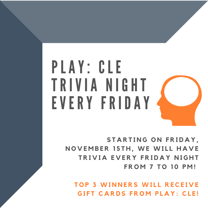 playcle216's tweet photo. Starting this FRIDAY November 15th, we will begin trivia night every Friday from 7 PM to 10 PM! ✨

#PlayCLE #LastCallTrivia #FridayNightFun #ClevelandTrivia #TriviaNight #CLE #Cleveland https://t.co/HK7GEefaEI
