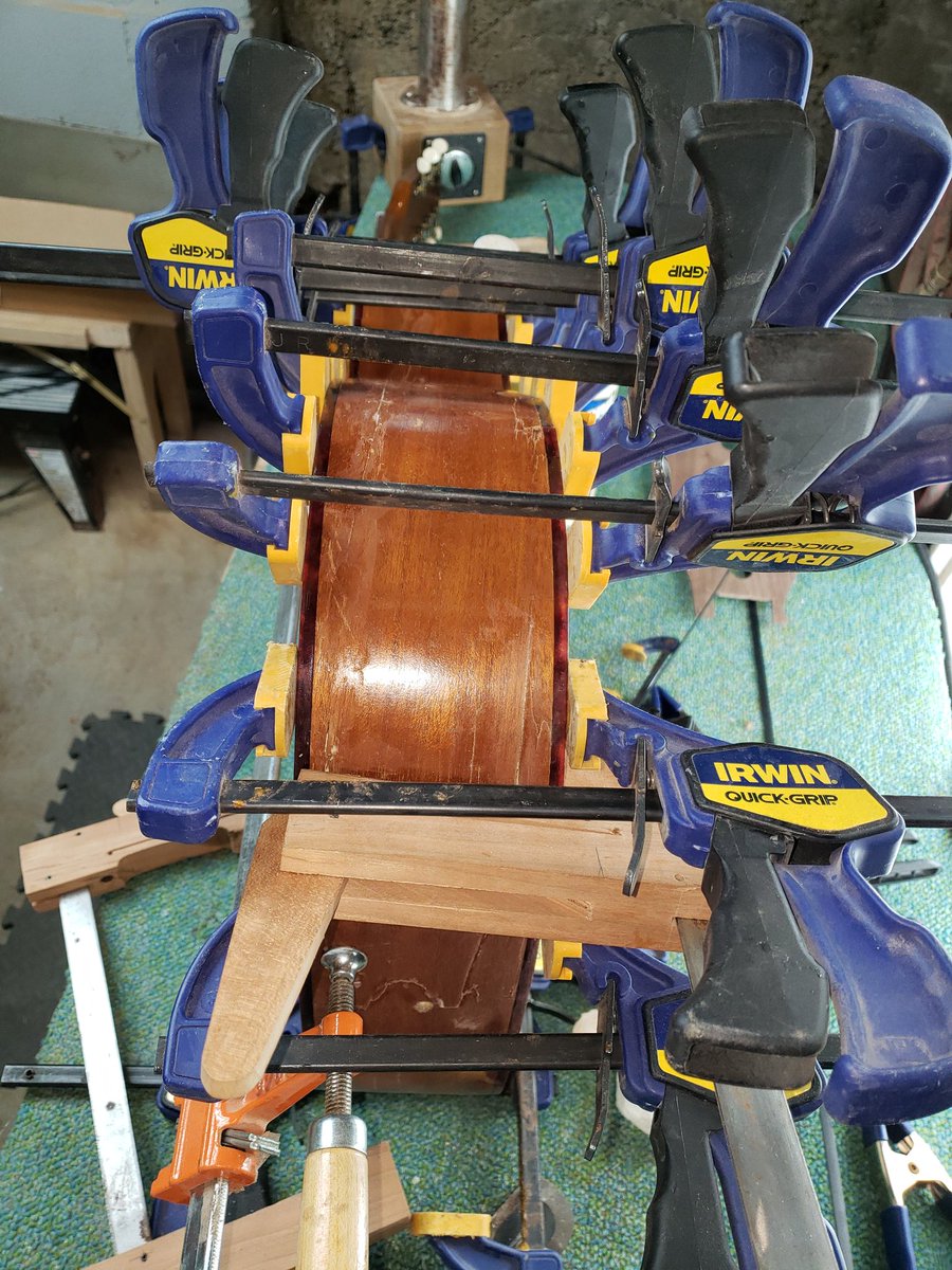 FoxGuitars's tweet photo. Update on the Harmony H162,  glue up cracks, make new braces. https://t.co/mvszvWshct