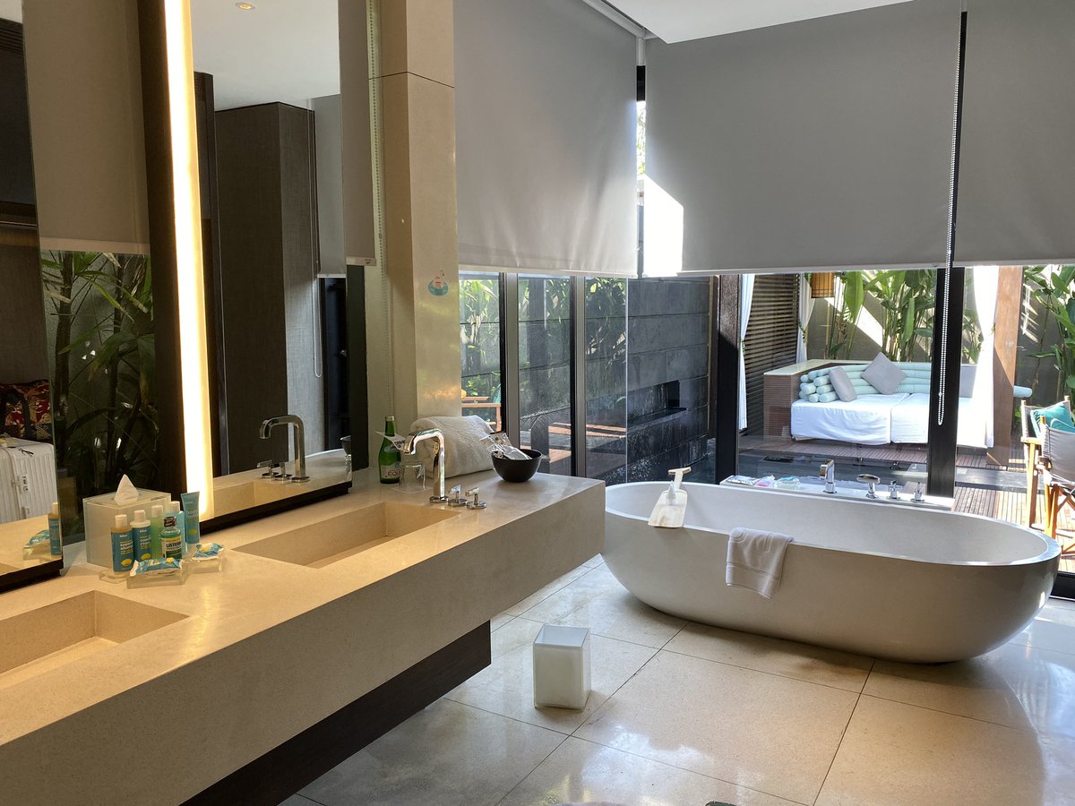 This is the dream bathroom in our villa @WHotels Seminyak... the trip has been inspirational work wise to say the least  #organicmodernism #kbtribechat