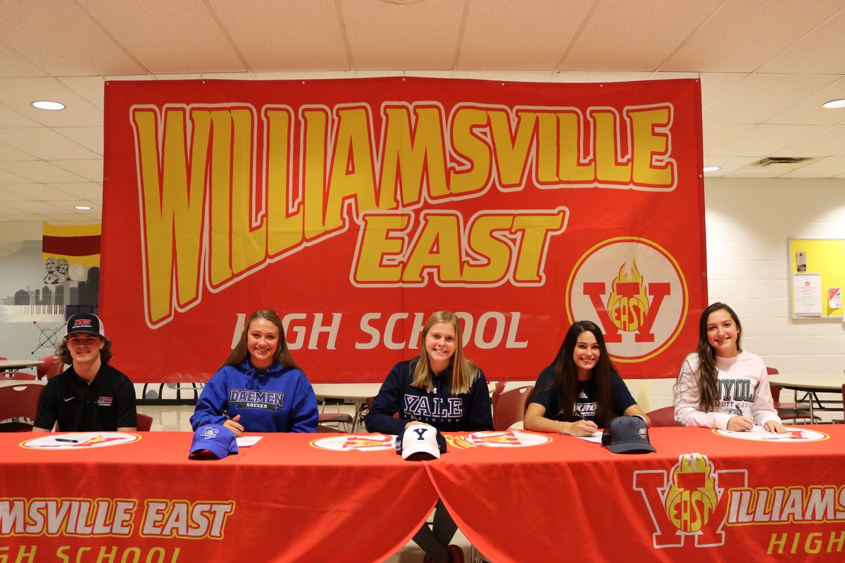 WillEastHigh's tweet photo. Congratulations to our student-athletes who signed their National Letters of Intent today! 

Joe Amici - lacrosse - @NGUNews

Gretchen Beyer - soccer - @DaemenAthletics

Lyla Militello - lacrosse - @uakron

Anna Miller - soccer - @LoyolaMaryland

Mia Wendell - ice hockey - @Yale https://t.co/6Lta6vXd6P