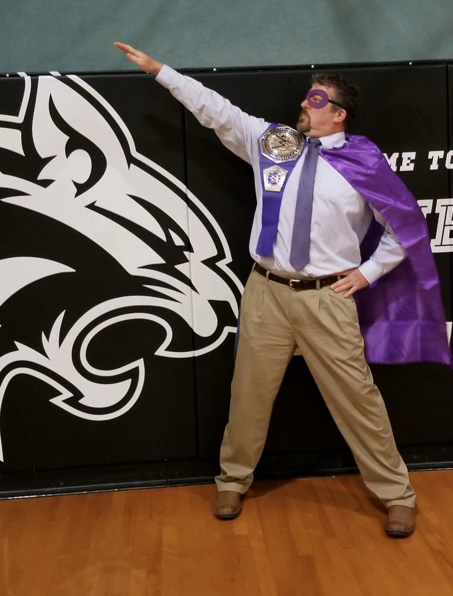 CCMSWildcats's tweet photo. Kicked off Parent Conferences ‘19 prep w/ staff today & had a special motivational visit from Captain Conference. Come join us: he’ll likely drop by to wow the young and old with feats of strength and beguiling wit. #CCMSBuildingCommunity #TeamGBSD https://t.co/VBziuZriQl