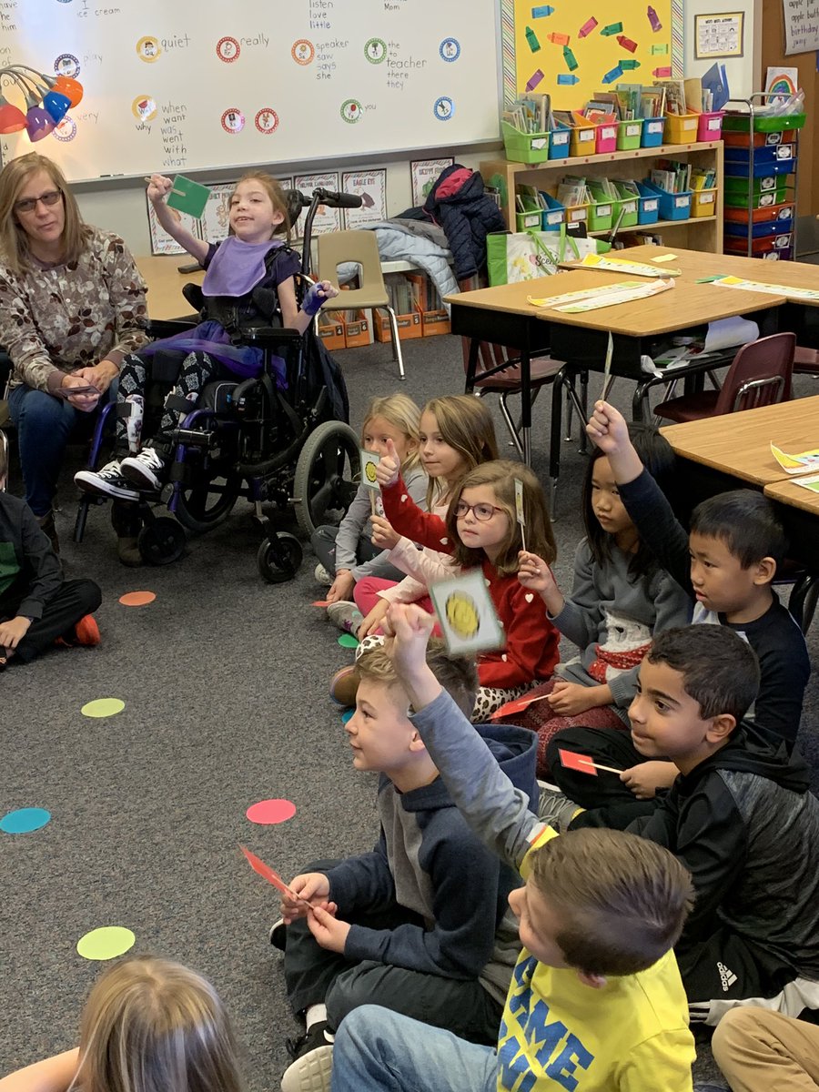MsAndieMsAndie's tweet photo. This is my favorite picture from today’s Nora Project. Ms. Ritter used yes/no cards with her whole class & the student from Cedar Lane clearly loved it! She participated the same way all her friends did...it was a beautiful moment
@hcpss_fes @hcpss_cls @mjmsuper #noraproject https://t.co/DwfUbq40WH