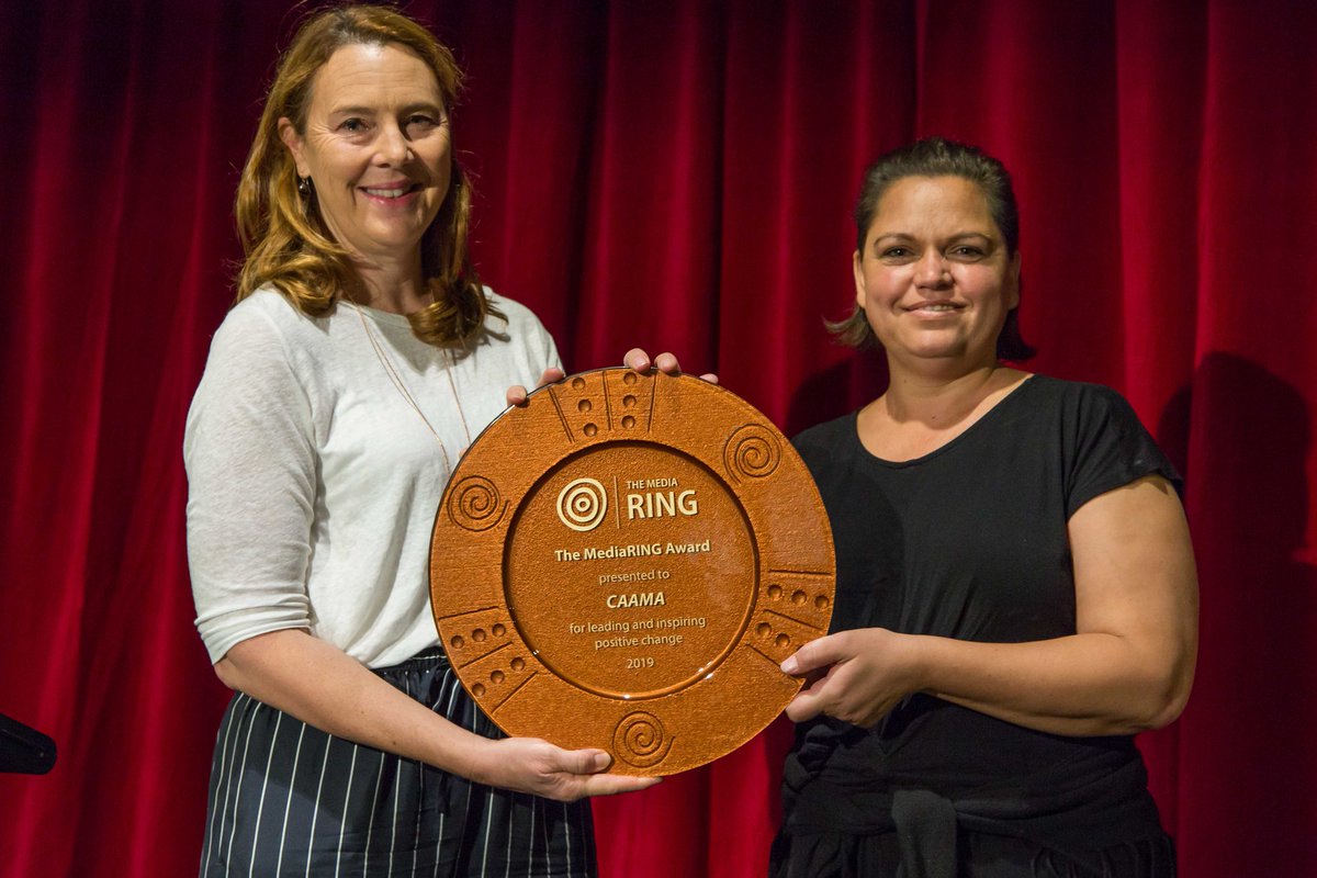 Screen_QLD's tweet photo. Congrats to CAAMA the winners of The #MediaRING Award 2019. As the inaugural winners, our CEO Kylie Munnich presented the award recognising CAAMA for their contribution & achievements in fostering the careers of Indigenous people in the media industry. https://t.co/CZSscLffv7 https://t.co/sI5j7qEKXm