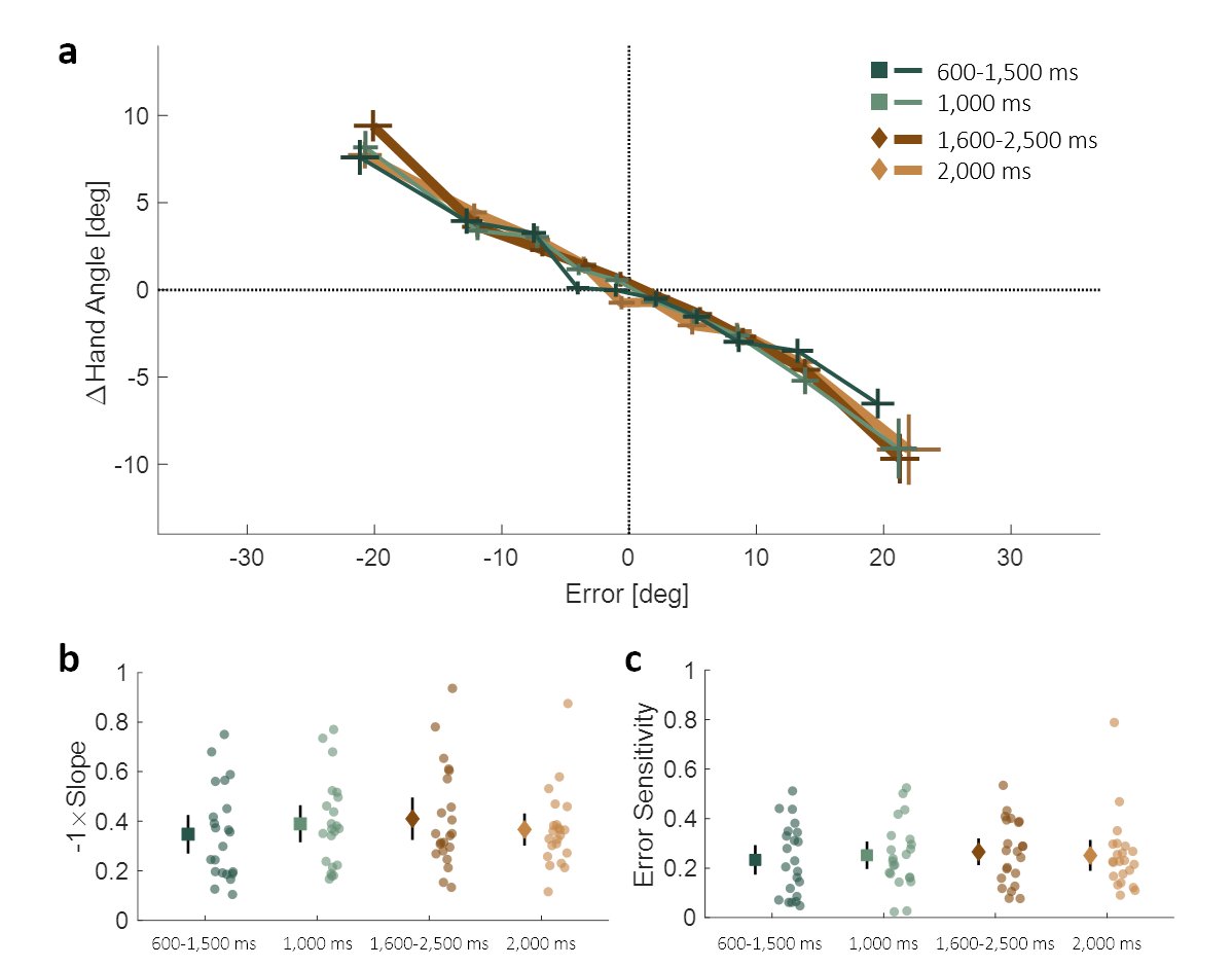 avraham_guy's tweet photo. Also, manipulating implicit changes in the responses to the errors by delaying the feedback did not influence error sensitivity under consistent perturbations. https://t.co/WsIMvyvGmG