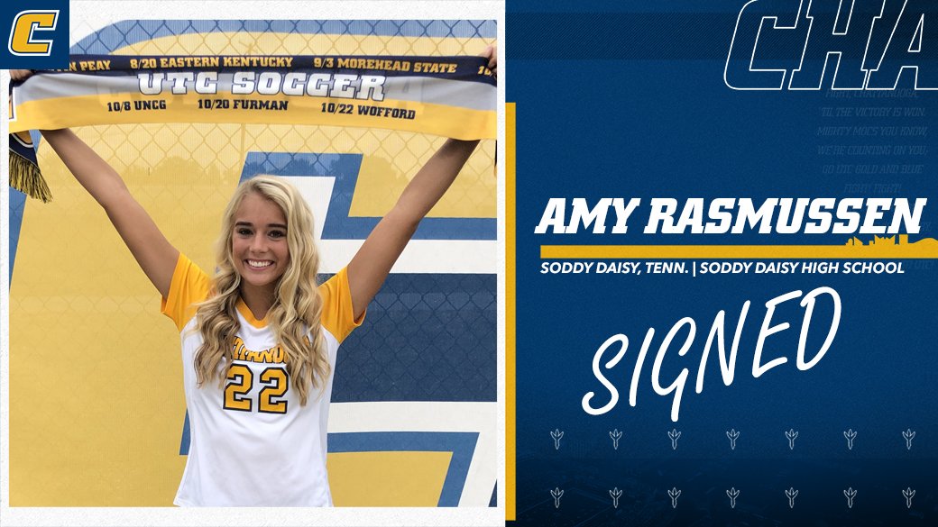GoMocsSoccer's tweet photo. We are delighted to be adding @AmyRasmussen20 to the Soccer Mocs! #GoMocs https://t.co/d4qXaWE5Sy