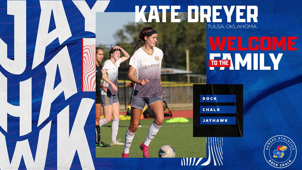 KUWSoccer's tweet photo. The Jayhawks are excited to welcome Kate Dreyer to the Jayhawk Family!

✍𝓢𝓲𝓰𝓷𝓮𝓭 → @katedreyer19

#RockChalk | #NationalSigningDay https://t.co/w0bNsuP1CM