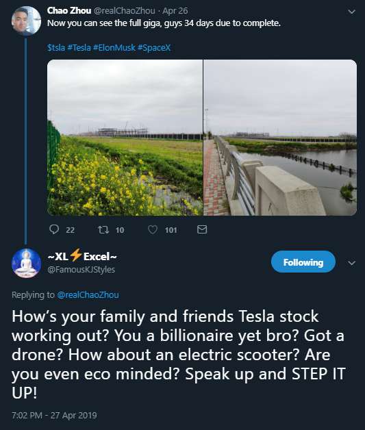 April: By April, most of  $TSLAQ was either ignoring him or mocking his investments.