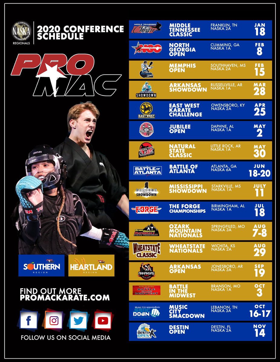 promackarate's tweet photo. 2020 PROMAC schedule! #promackarate @pointfighter1 https://t.co/ETROgjCc5Q