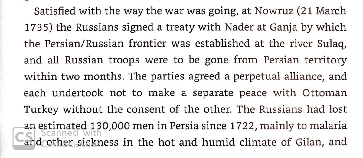 Russia lost 130k men occupying Persian territory in 1720s & 1730s, mostly to deny it to Turks. When Persia stepped back into the region, Russia was happy to hand it over.