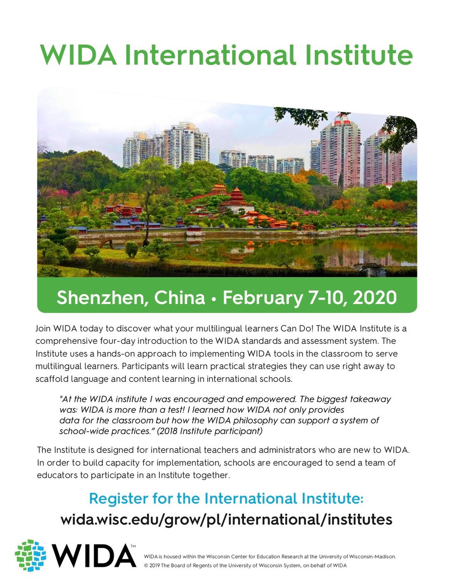 KeishaLaBeach1's tweet photo. Just 3 days left to register at the early bird cost! #WIDA International Institute - Shenzhen China #collaboration #languageANDcontent #CanDo https://t.co/Ip0OgUq2VK https://t.co/PmCSadUwaS