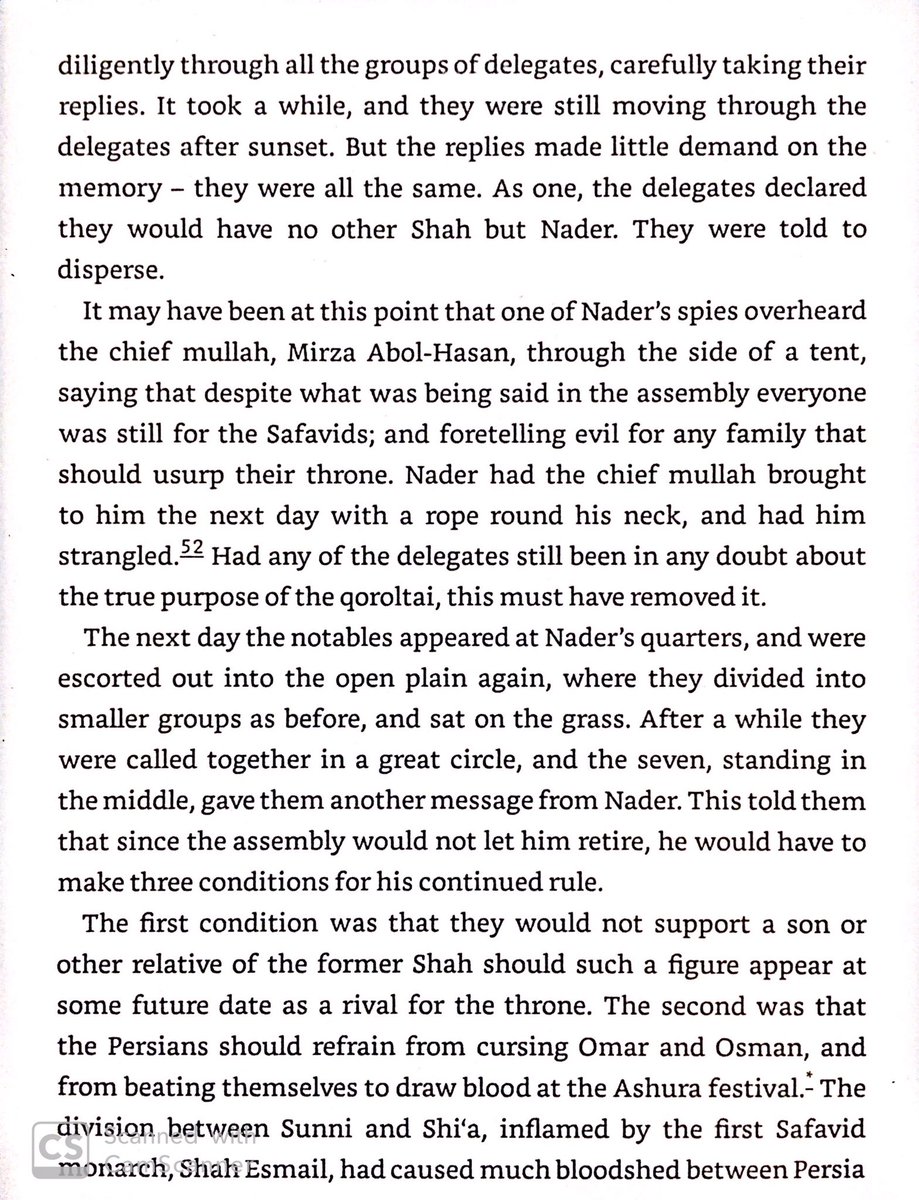 Within 2 years, Nader had avenged his defeat at Bagdad & restored Persia’s borders. In victory, he won enough support to make himself Shah, convert Iran to a 5th school of Sunni Islam, & found a new dynasty.