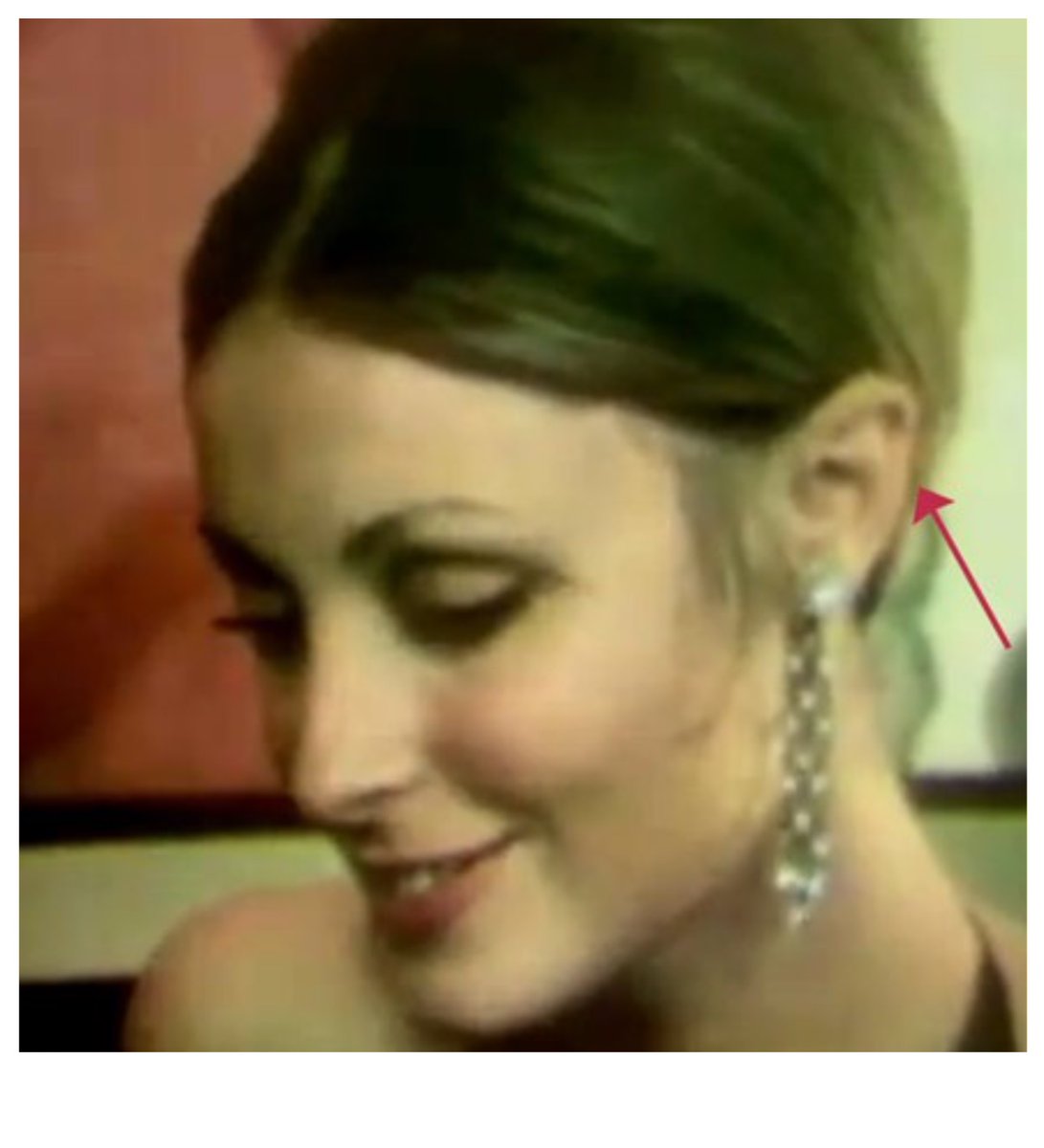 15 of 25Here are photos of Sharon Tate’s ear, which we just caught “Pati” wearing during the 25th anniversary interview.Pati is SHARON! We are told 6 years after this interview “Pati” dies of cancer. Did someone catch-on via the ear slip sending “Pati” (Sharon) into hiding?