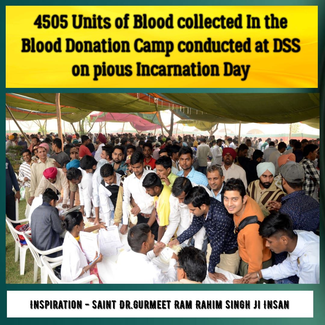MSGians7's tweet photo. Pious Incarnation Day of Shah Mastana Ji Maharaj became the witness of Welfare Works initiated by Saint Dr @GurmeetRamRahim Singh Ji
4505 Units blood donation, 12 Tricycles distribution and "Kul Ka Crown" marriage were the centers of attraction
#MillionsCelebrateWithWelfare https://t.co/lmv2Ctjv8V