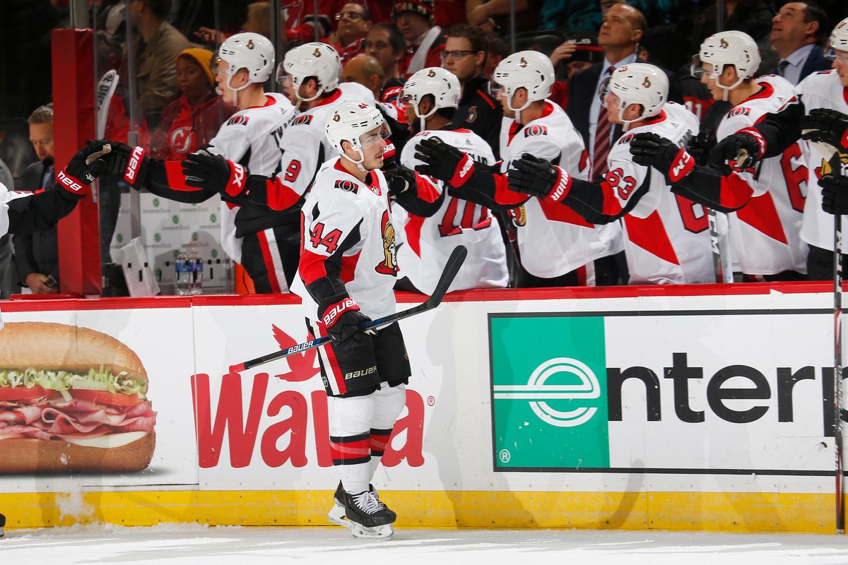 NHL's tweet image. HAT TRICK @JGPageau!!! 🎩🎩🎩