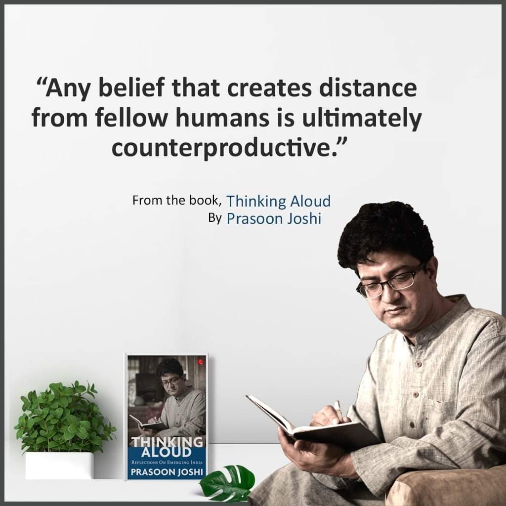 PrasoonJoshi_FC's tweet photo. Quote by Prasoon Joshi from the book Thinking Aloud. 

Buy #ThinkingAloud here: https://t.co/yqB4RXJVij https://t.co/ljA0QhFKCr