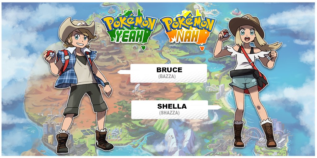 Introducing Bruce (Bazza) and Shella (Shazza), the protagonists of Pokemon Yeah and Pokemon Nah. They're customizable, of course! I'll post up concepts of them later.