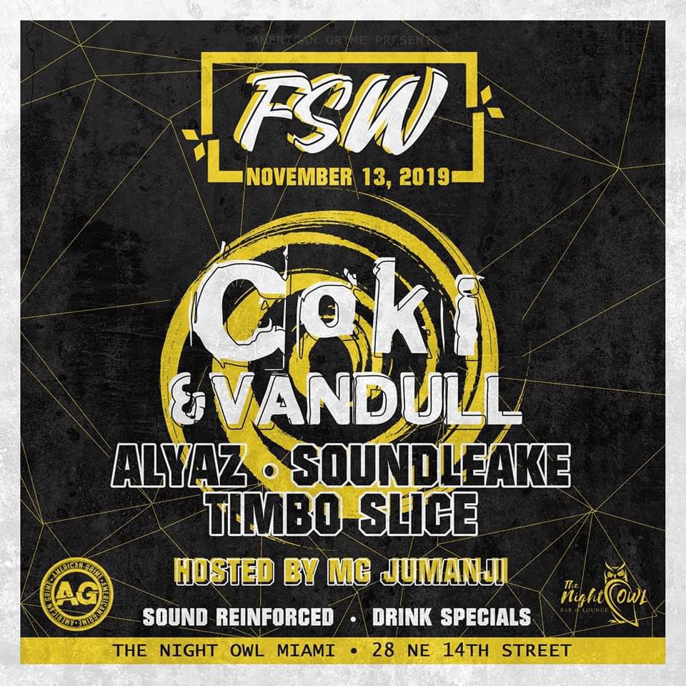 Dj_Alyaz's tweet photo. Miami, Florida w/ @AmericanGrime_ crew tonightπ₯
#fullsendwednesdays
@coki_dmz @Vandulliza @SerMen420 @MCJumanJi Timbo Slice, Soundleake
#Back2DaFutureTour πΊπΈππ» https://t.co/5uJfLYIGwc