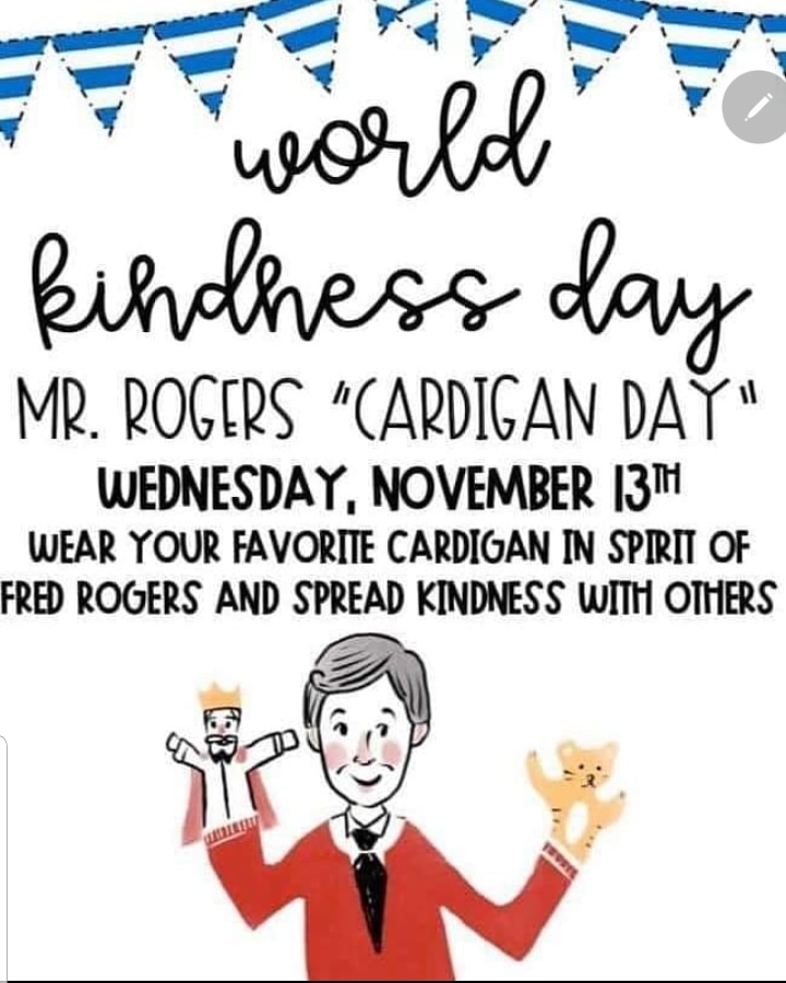 mr_pdayala's tweet photo. #worldkindnessday2019 #choosekindovercool #livelikemisterrogers
#TeamAbby #TeamAbbyStrong #red4edwed #red4edva #red4ed #cardigansforkindness @PAMS_Counselors @mrjewellpamsart @PAMSPanthers @TEAMABBYF https://t.co/1yORYN7OBw https://t.co/0lSitpHcE1