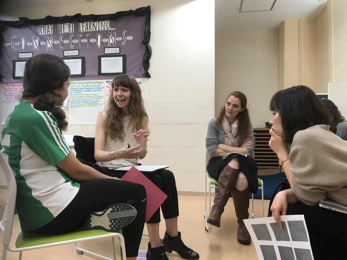 Latest thinking from #TCRWP is to actively engage writers in their conference right from the onset. Provide prompts which nurture the learner to ascertain and articulate their own writing goals - they do the thinking. Says Katie Clements. Seems like #agency to me @TISlearns