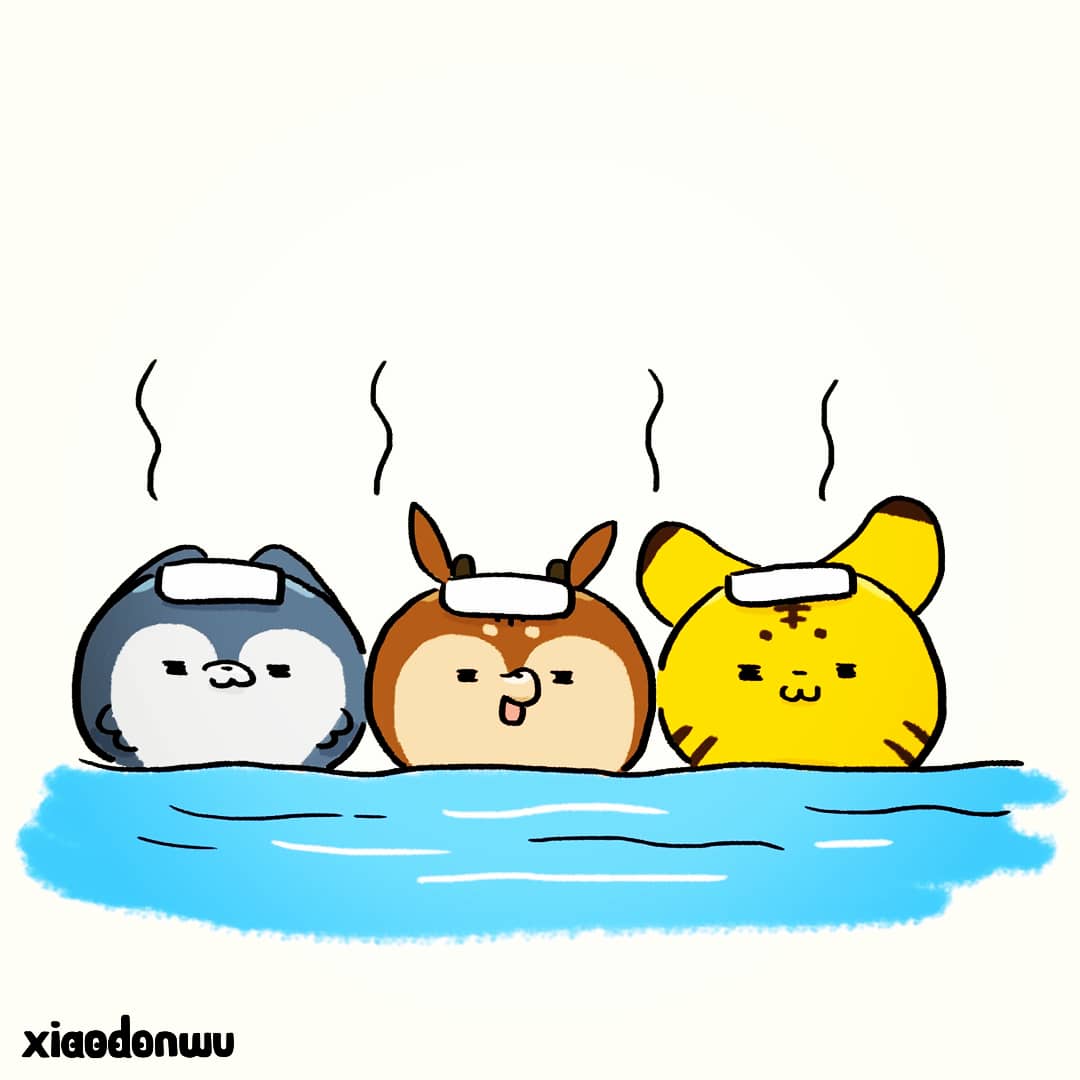 啊 動物 溫泉必備品 温泉 Hot Spring Hot Spring Electricfan Need Cute nimals Animal Drawing Cg Computergraphic Illustration Manga Character Gallary イラスト スケッチ イラストレーター 温泉 扇風機 涼しい 幸せ 小確幸