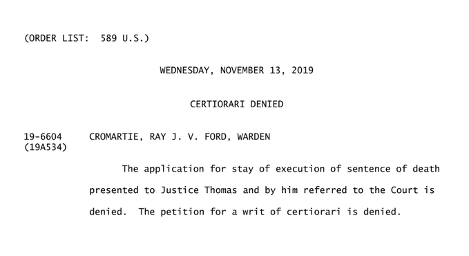 LadyKReports's tweet photo. #BREAKING The #SCOTUS Have Denied Convicted Killer Ray Cromartie A Stay Of Execution. #Crime #Homicide #ExecutionWatch #RayJeffersonCromartie #Jackson #Georgia #LadyKReports https://t.co/fXln5yn8l5