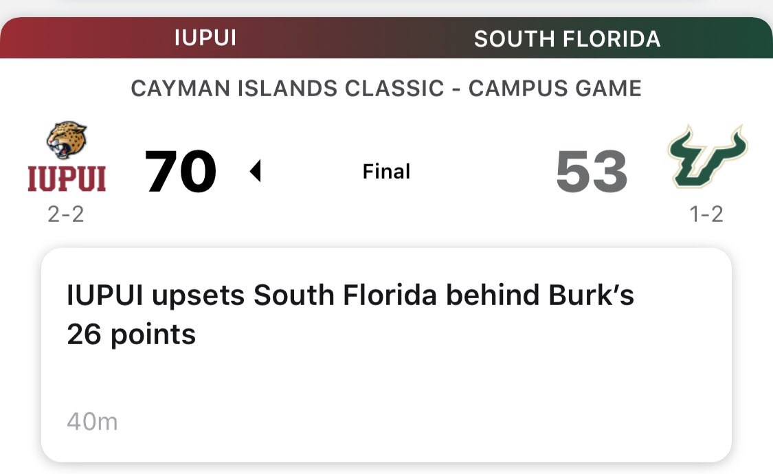 iuindy_mbb's tweet image. Huge win for Head Coach @ByronRimm &amp;amp; the @IUPUIJaguars MBB program tonight on the road vs. @USouthFlorida tonight! 

Impressive performance on both sides of the ball. Tremendous all around team effort leading to a 17 point road win! Go Jags!!! #JaguarPower #TogetherBelieveCompete