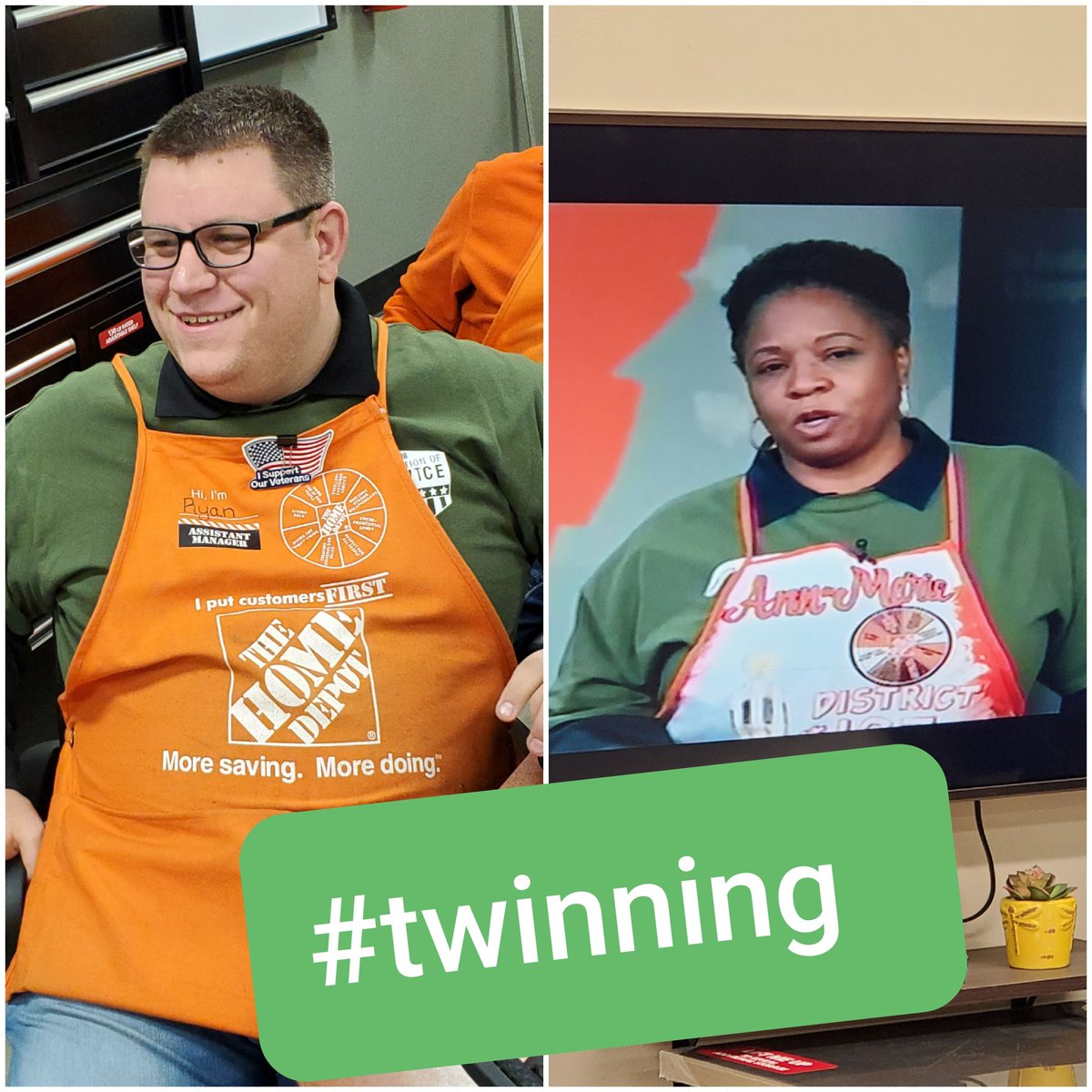 In STAFF this monday I saw some #twinning going on! #whoworeitbetter #greatmindsthinksalike #sillyASMryan #veteransday2019 @THDanthony @KCKoeppen @lrynsmock