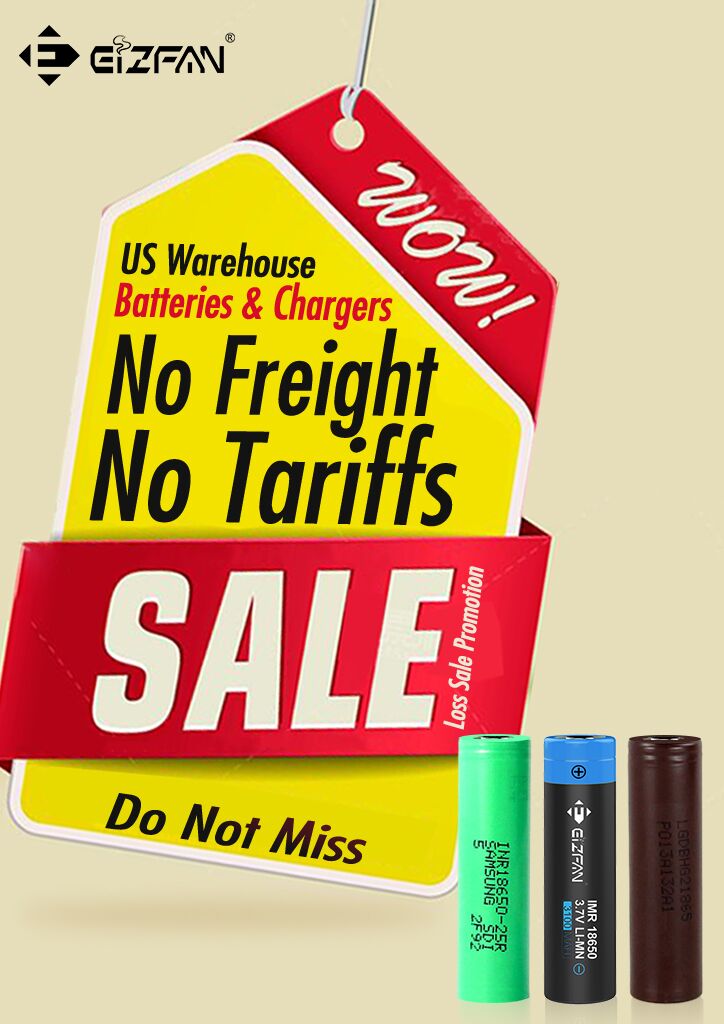 Hi friends, you might miss the Double Eleven, but the most important thing you CAN NOT MISS is Eizfan Launched Loss Sale Promotion especially for US downing vaping market. ( US Warehouse batteries &amp; chargers, NO freight No Tariffs )

#eizfan #efan #US #18650battery #promotion