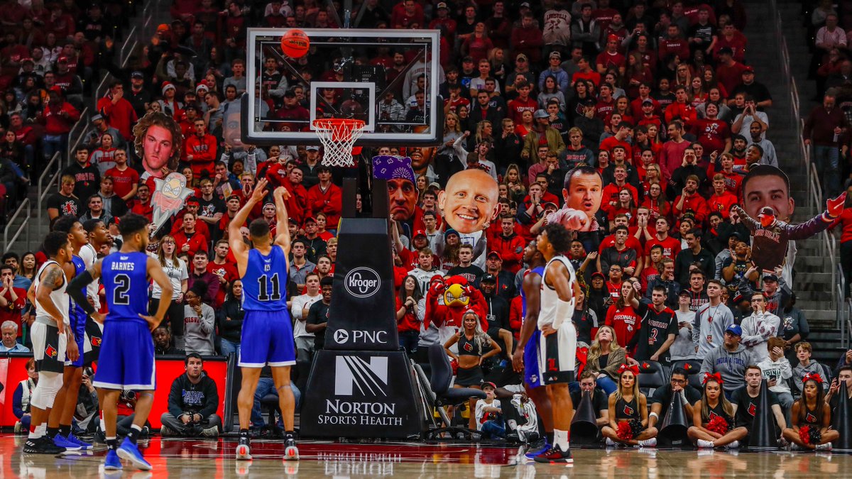 Just in case a Top-5 team wasn't enough. Student section helping make the Yum! Center a scary place to play! LsUp #HomeCourtAdvantage #gocards #villens