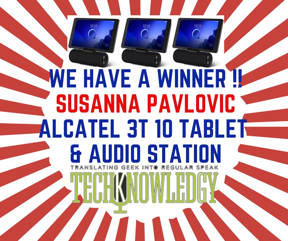 🦅 🎧buff.ly/2KcN3Rm 
 We have a winner! @Susanna_Pavlovic is our lucky winner this week of the <a href="/Alcatelmobile/">Alcatel mobile</a> 3T 10 Tablet. Thanks to our sponsor Alcatel &amp; the <a href="/T_Knowledgy/">TechKnowledgy</a> #Podcast produced by #EagleWavesRadio with hosts <a href="/phatcatbrett/">phatcatbrett</a> &amp; <a href="/AngelaVIVO/">Angela V.</a>