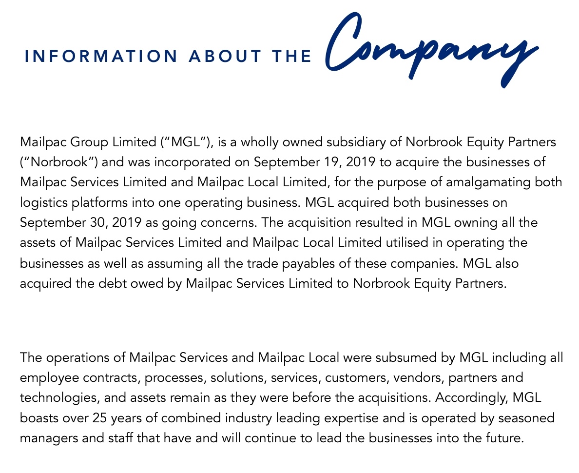 Financial statements are a consolidation of MGLs 2 subsidiary companies.See explanation of the group here.