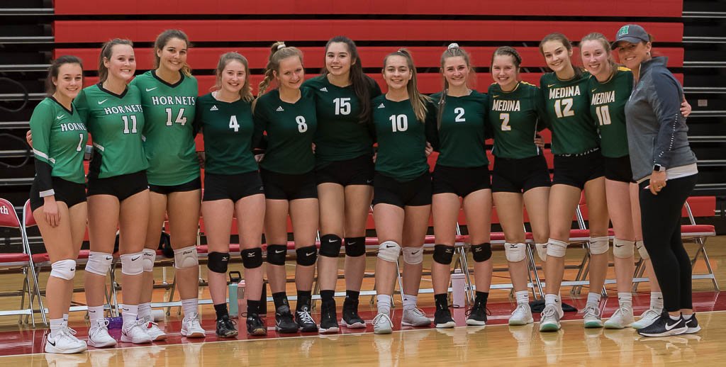 The "Green" team. Seniors from Highland, Cloverleaf and Medina playing together tonight in Wadsworth at the 2019 Medina County All-Star Volleyball Game. <a href="/corinacass/">Corina</a> <a href="/taylorwise27/">taylor wise</a> <a href="/JenkinsonNicole/">nicole jenkinson</a> <a href="/AnnaLanier5/">Anna Lanier</a> <a href="/kalina_trevino/">Kalina Trevino</a> <a href="/MedinaGrlsVball/">Coach Joe</a> @CloverleafVB